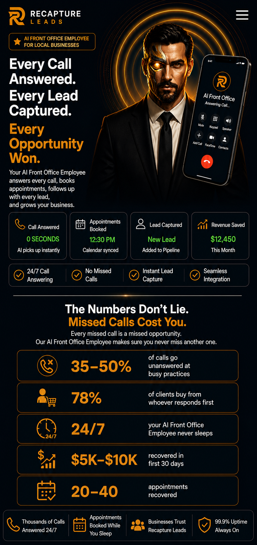 Recapture Leads — AI Front Office Employee. Every Call Answered. Every Lead Captured. Every Opportunity Won.